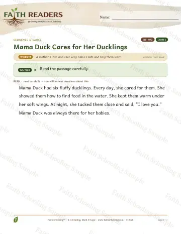 1st Grade reading comprehension worksheet — Reading Comprehension — Sequence And Cause (Practice 2) (Practice 4)