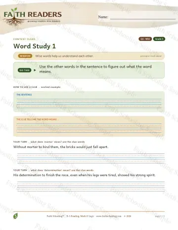 5th Grade vocabulary & word study worksheet — Vocabulary — Context Clues (Practice 1) (Practice 4)