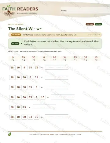 1st Grade phonics worksheet — Silent W Wr — Crack The Code (Practice 4)