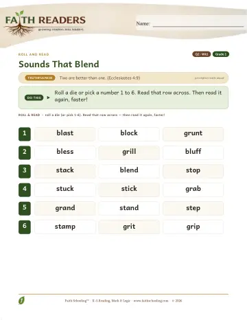 Sounds That Blend — Roll And Read (Practice 1)