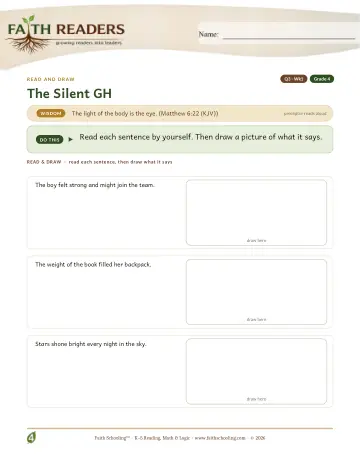 Grade 4 Phonics, Decoding & Spelling Patterns: The GH Sound — worksheet preview