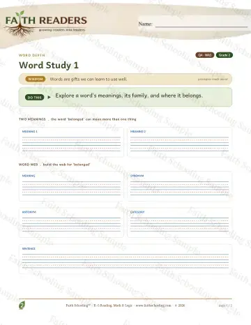 2nd Grade vocabulary & word study worksheet — Vocabulary — Multiple Meaning Categories (Practice 1) (Practice 4)