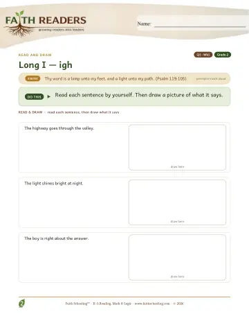 Grade 2 Phonics, Decoding & Spelling Patterns: Long I IGH — worksheet preview