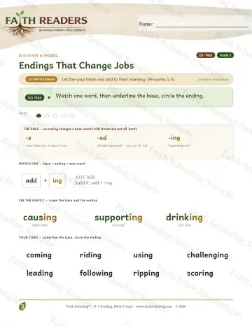 3rd Grade vocabulary & word study worksheet — Endings That Change Jobs — Lesson (Practice 2)