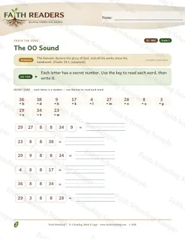 2nd Grade phonics worksheet — The OO Sound — Crack The Code (Practice 2)