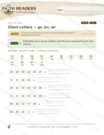 5th Grade phonics worksheet — Silent Letters Review — Crack The Code (Practice 1)
