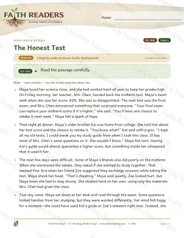 5th Grade reading comprehension worksheet — Reading Comprehension — Main Idea And Details (Practice 2) (Practice 4)