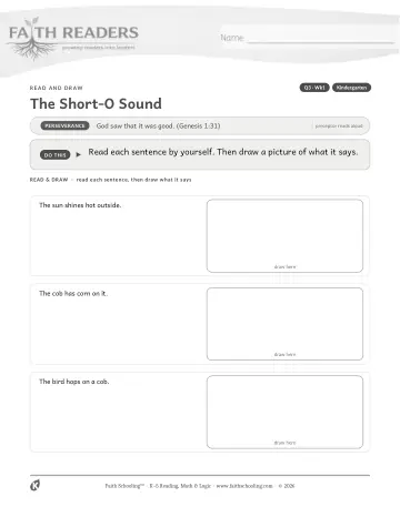 Kindergarten Phonics, Decoding & Spelling Patterns: Short O — worksheet preview