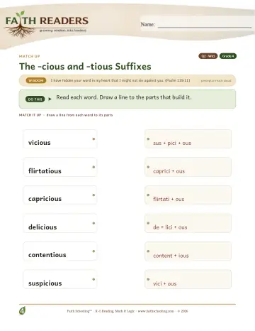 The Cious Tious Suffix — Match Up (Practice 1)