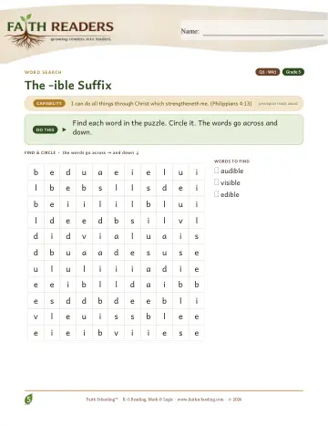 The Ible Suffix — Word Search (Practice 1)