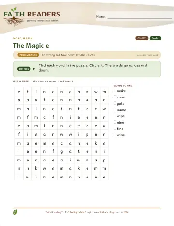 The Magic E — Word Search (Practice 1)