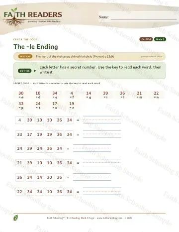 2nd Grade phonics worksheet — The Le Ending — Crack The Code (Practice 4)