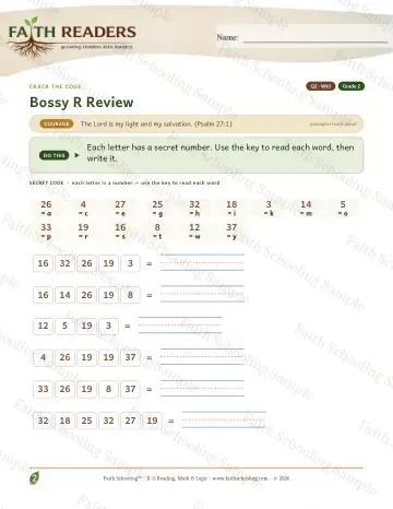 2nd Grade phonics worksheet — Bossy R Review — Crack The Code (Practice 1)