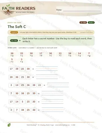 3rd Grade phonics worksheet — Soft C — Crack The Code (Practice 4)