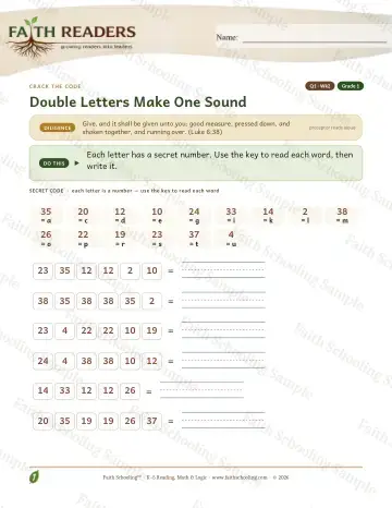 1st Grade phonics worksheet — Double Letters — Crack The Code (Practice 2)
