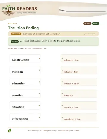 The Tion Sion Suffix — Match Up (Practice 1)