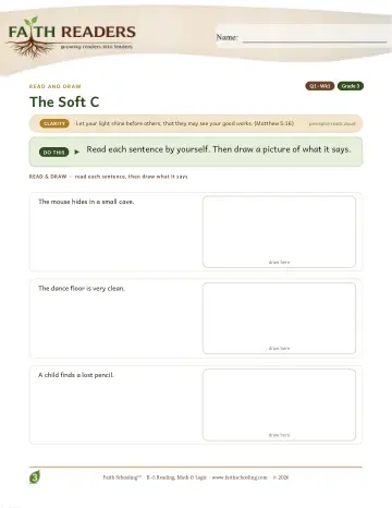 Grade 3 Phonics, Decoding & Spelling Patterns: Soft C — worksheet preview