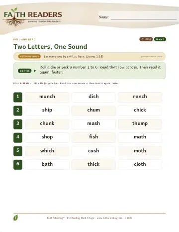 Two Letters One Sound — Roll And Read (Practice 1)