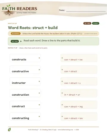 Word Roots Struct Build — Match Up (Practice 1)