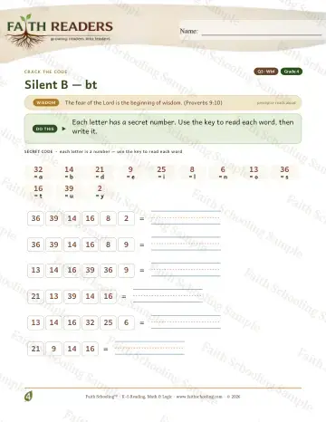 4th Grade phonics worksheet — Silent B Bt — Crack The Code (Practice 4)
