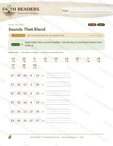 1st Grade phonics worksheet — Sounds That Blend — Crack The Code (Practice 1)
