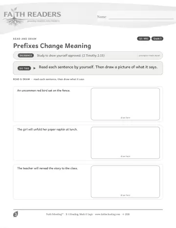 Grade 3 Vocabulary, Morphology & Word Study: Prefixes Change Meaning — worksheet preview