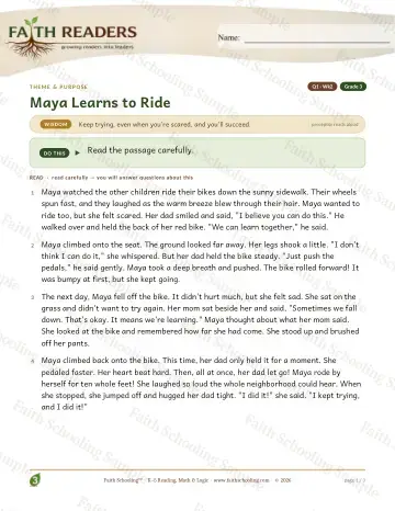 3rd Grade reading comprehension worksheet — Reading Comprehension — Theme And Purpose (Practice 2) (Practice 3)