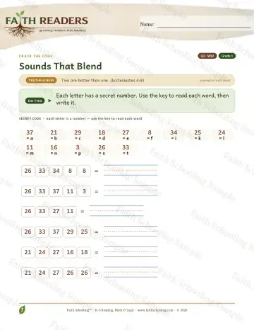 1st Grade phonics worksheet — Sounds That Blend — Crack The Code (Practice 2)