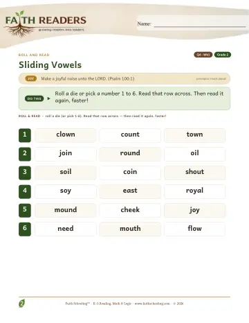 Sliding Vowels — Roll And Read (Practice 1)