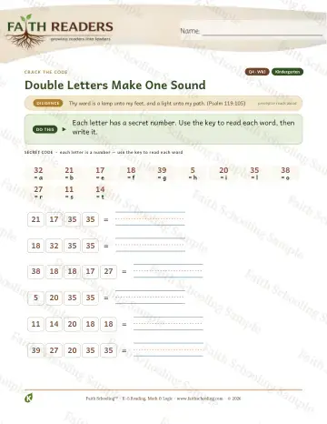 Kindergarten phonics worksheet — Double Consonants — Crack The Code (Practice 3)