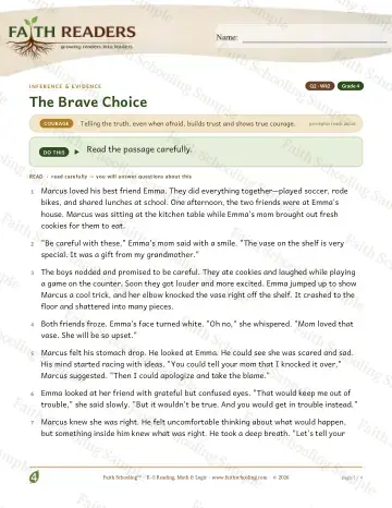 4th Grade reading comprehension worksheet — Reading Comprehension — Inference And Evidence (Practice 2) (Practice 4)