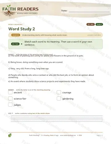 3rd Grade vocabulary & word study worksheet — Vocabulary — Word Meaning (Practice 2) (Practice 4)