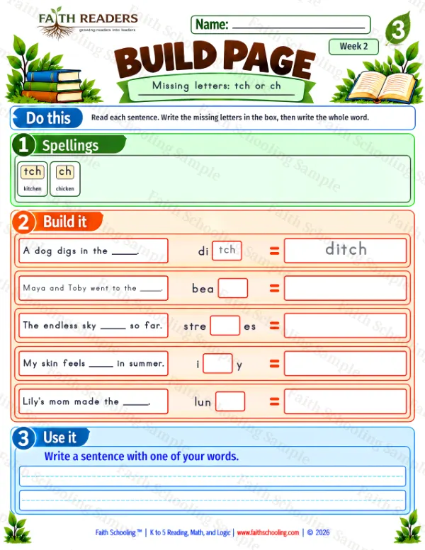 Grade 3 phonics worksheet: Blends & Digraphs, free printable page
