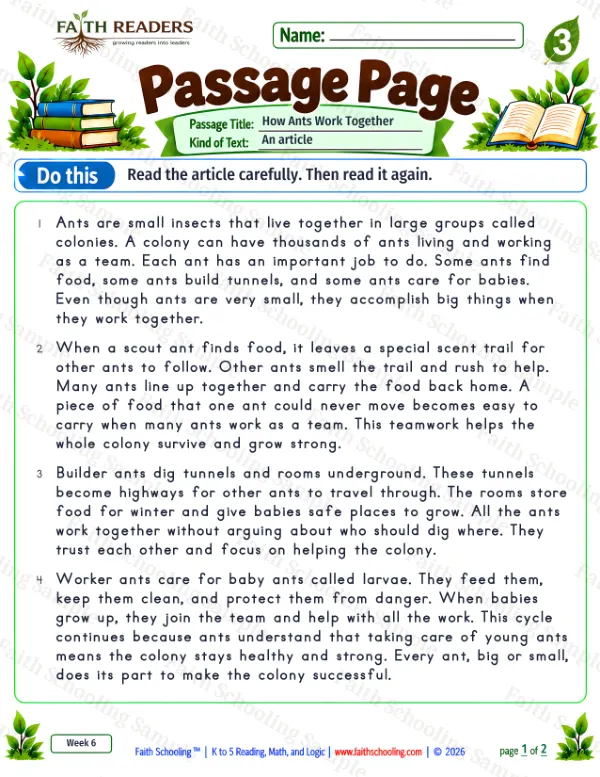 Grade 3 reading worksheet: Main Idea And Details, free printable page