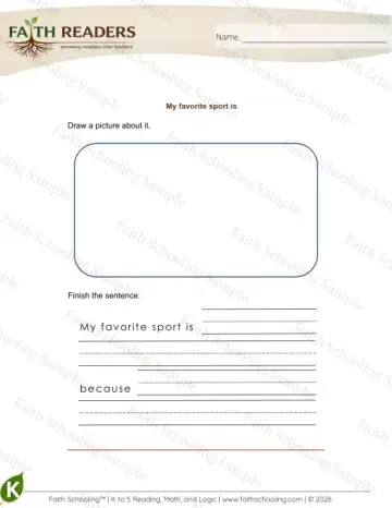 Kindergarten grammar & writing worksheet — Opinion Writing Prompts (Practice Set 6)
