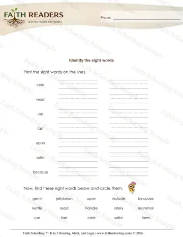 2nd Grade phonics worksheet — Recognize Sight Words (Practice Set 4)