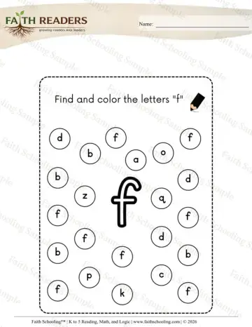 Kindergarten phonics worksheet — Find and Color Lowercase Letter (Practice Set 5)