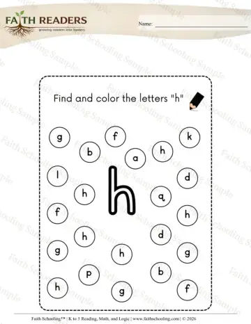 Kindergarten phonics worksheet — Find and Color Lowercase Letter (Practice Set 7)