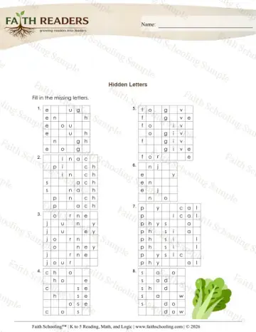 3rd Grade phonics worksheet — Hidden Letters (Practice Set 2) (Practice 1)