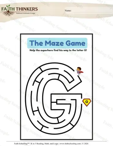 Kindergarten math worksheet — Mazes (Practice Set 7)