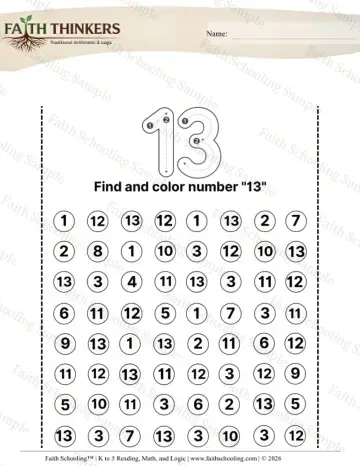 Kindergarten math worksheet — Numeral Formation. Find and Color Number Grid (Practice Set 1)