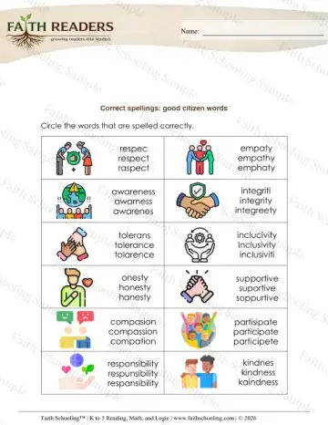3rd Grade phonics worksheet — Correct Spelling Word (Practice Set 5)