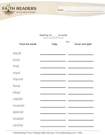 Spelling List Al Words