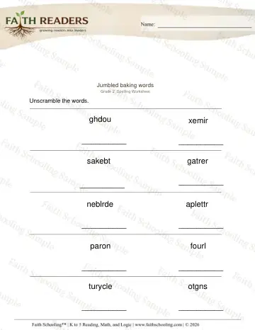 2nd Grade phonics worksheet — Word Building & Unscramble. Jumbled Words (Practice Set 3)