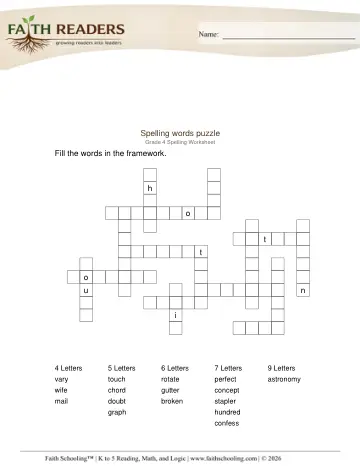 Grade 4 Phonics, Decoding & Spelling Patterns: Spelling Practice — worksheet preview