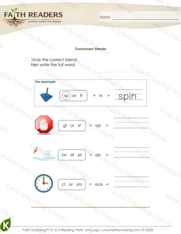 1st Grade phonics worksheet — Blends & Digraphs. Consonant Blends (Practice Set 3)
