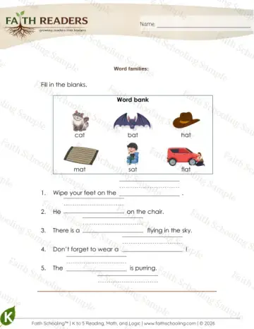 1st Grade phonics worksheet — Word Families (Practice Set 2)