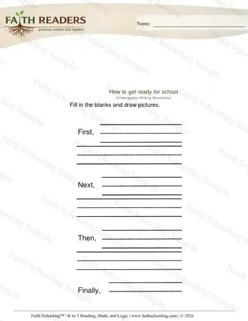 Kindergarten grammar & writing worksheet — Explanatory Writing Prompts (Practice Set 5)