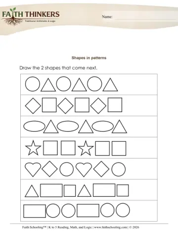 Kindergarten Math: Logic And Patterns — worksheet preview