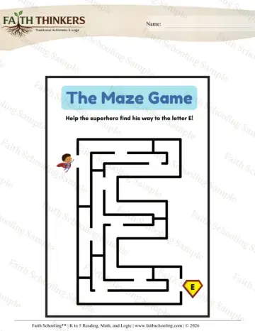 Kindergarten math worksheet — Mazes (Practice Set 5)